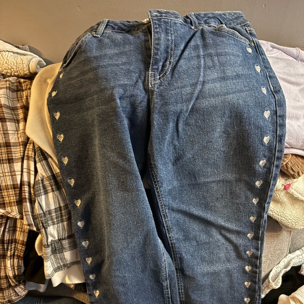 T.J.Maxx Blue Heart-Accent Straight Leg Jeans